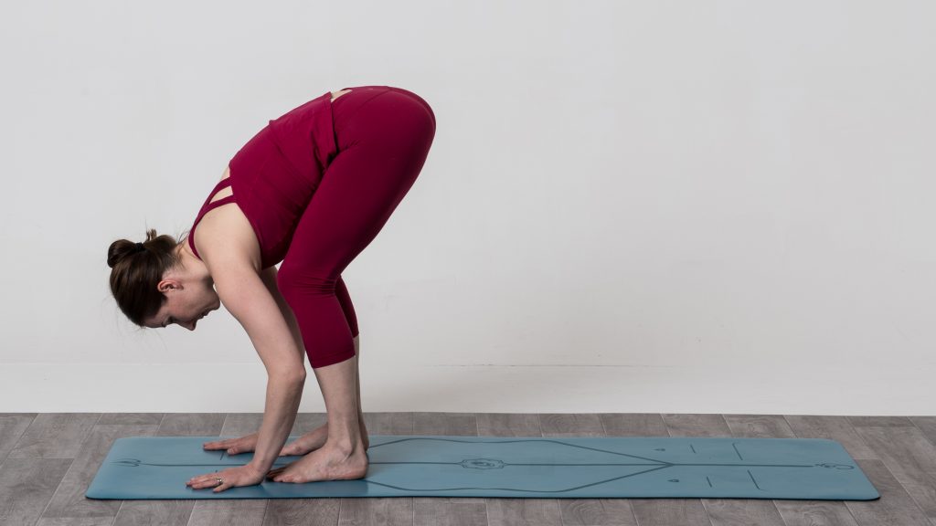 gottajoga yoga app Forward fold bent knees